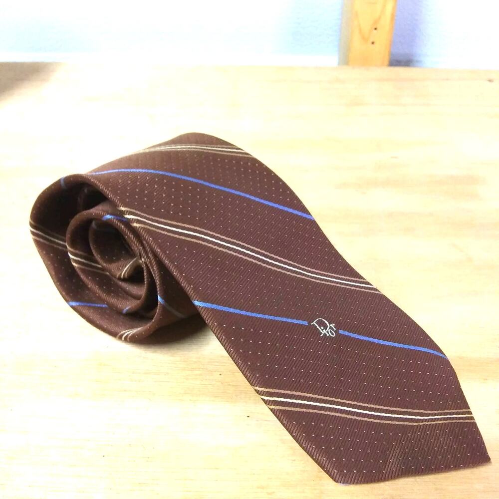 Vintage Christian Dior Logo Tie - Brown, Size OS - Classic & Elegant - Picture 4 of 4
